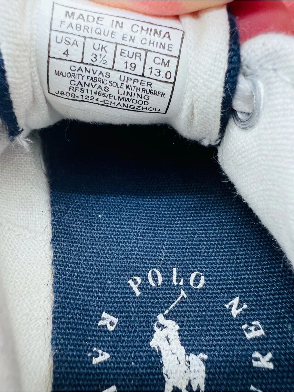 Polo by Ralph Lauren Youth Navy Elmwood Canvas Sneakers with White Accents